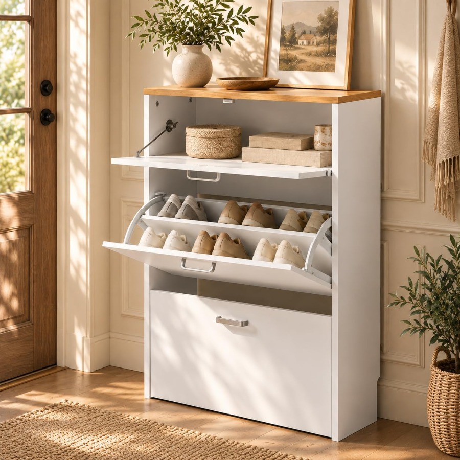 Shoe Rack Cabinet Narrow Entryway - خزانة أحذية لتخزين الأحذية في المدخل،