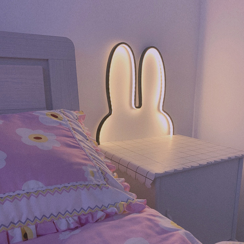 Floating Nightstand With Led Light - لطيف Led أرنب أضواء الجدار USB