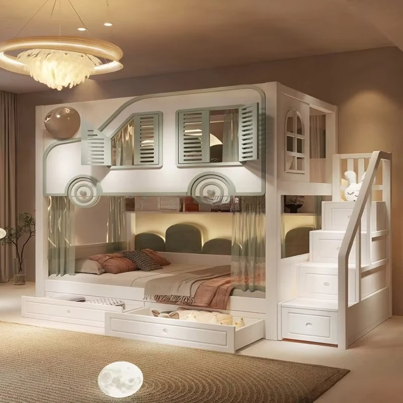 سرير بطابقين فاخر للأطفال بتصم - مراجعة Bunk Bed With Stairs And Slide وسعره