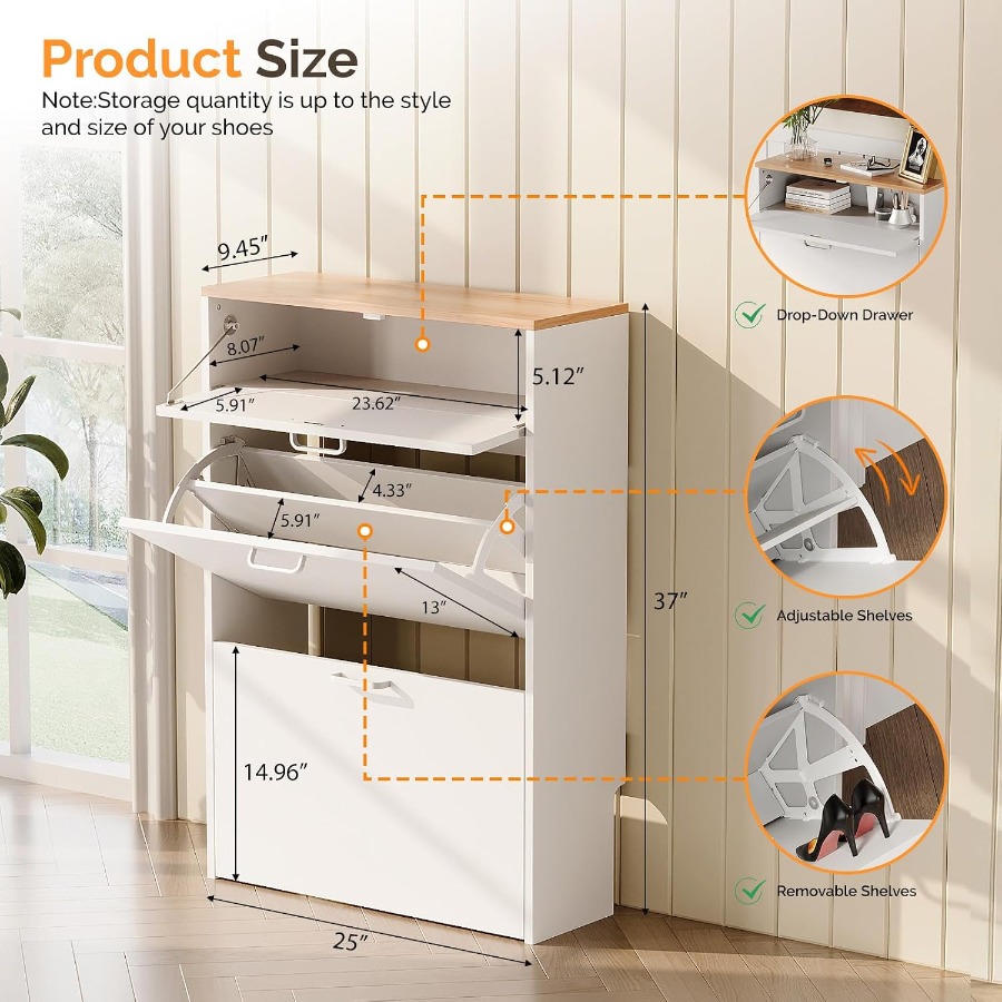 خزانة أحذية لتخزين الأحذية في  - مراجعة Shoe Rack Cabinet Narrow Entryway وسعره