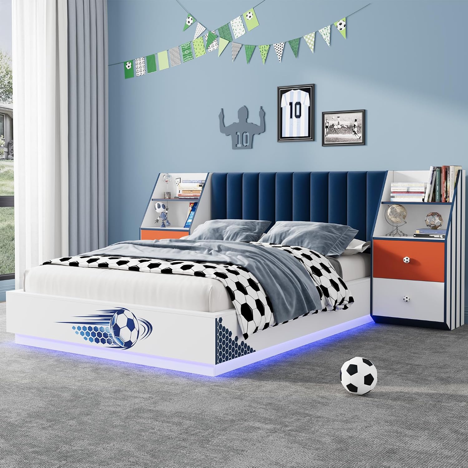 سرير عائم بحجم كامل مع لوح رأس - مراجعة Floating Nightstand With Led Light وسعره